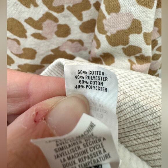 AERIE | Leopard Print Sweatshirt Tan Pink Pullover Cozy Animal Print | Medium - Picture 6 of 7